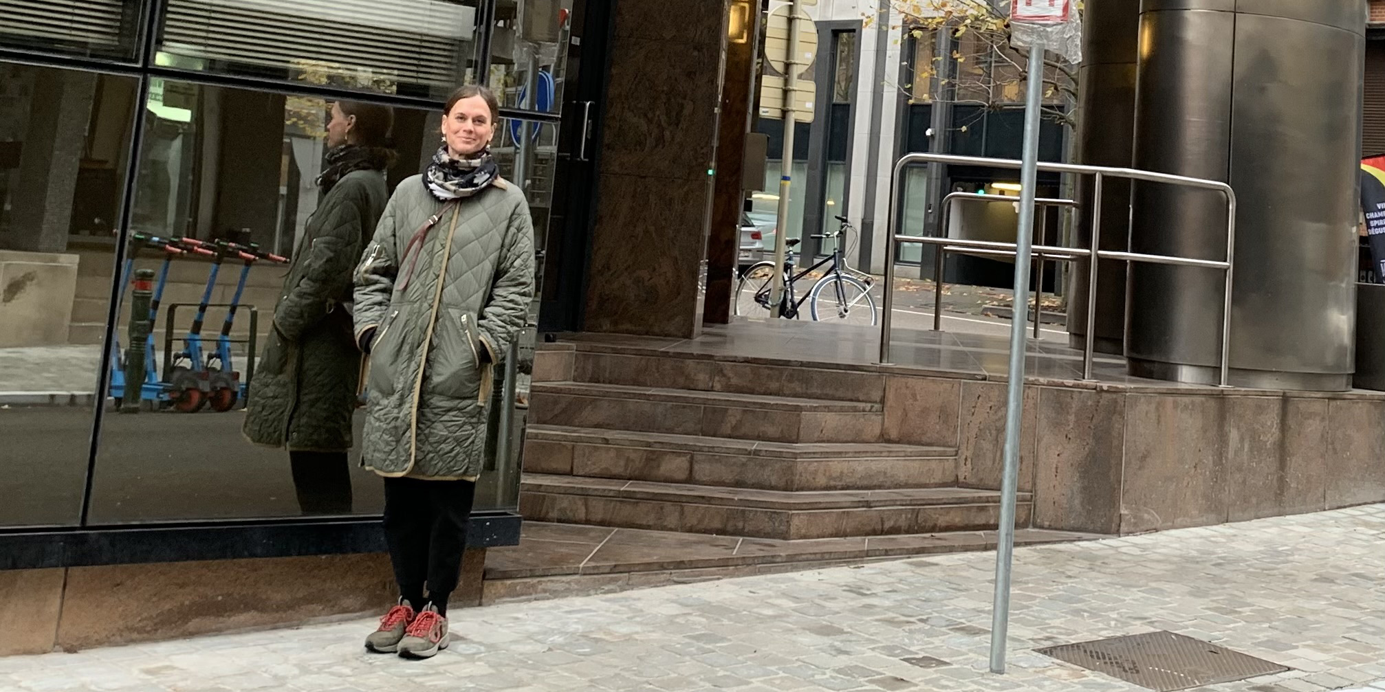 Ms Johanna Lauritsen outside her office in Brussels. Private photo