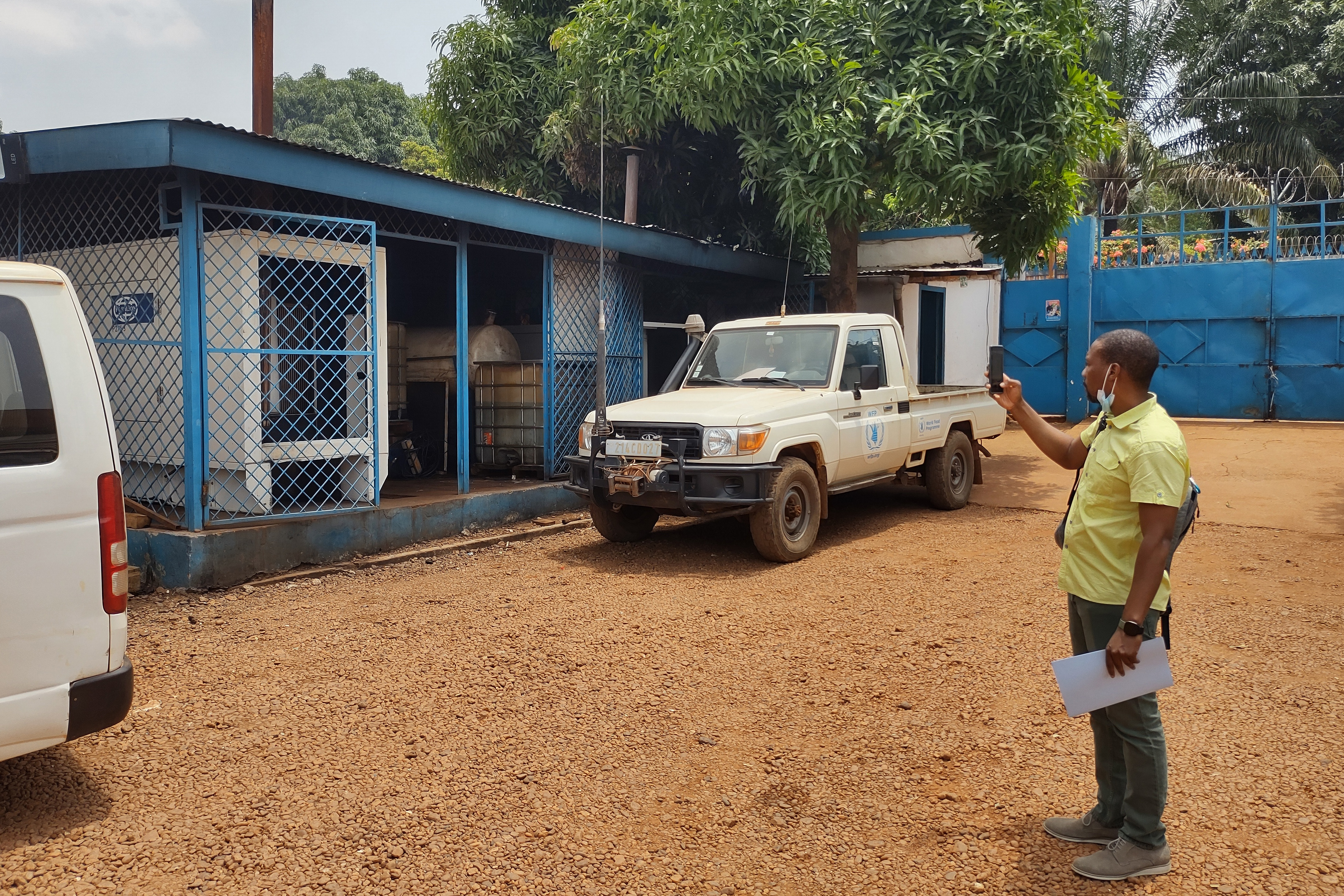 Amadou inspecting the generators at the Country Office in Bangui CAR